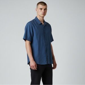 J. Lindeberg Navy Blue Casual Shirt Slim Fit Sz L